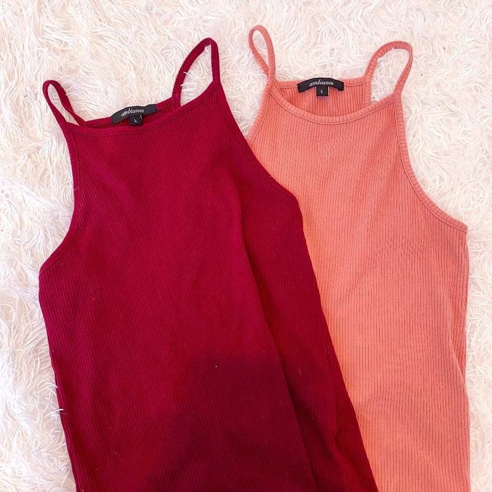 2 Racerback Ribbed Tank Tops